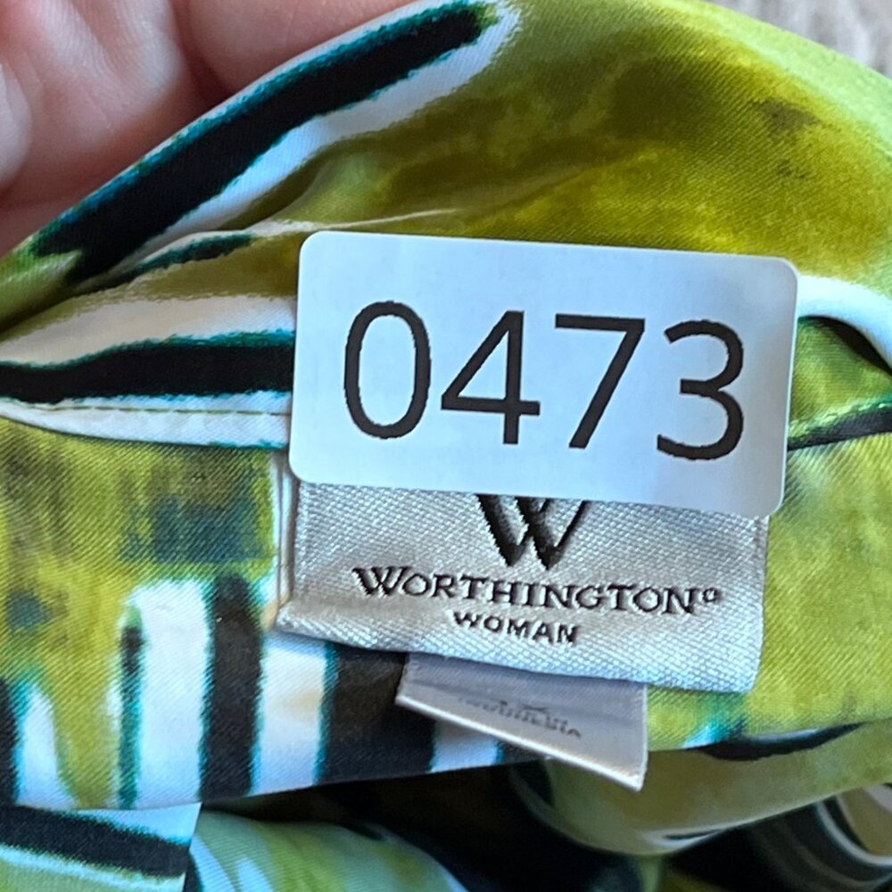 Worthington Woman 1X Green & Black Halter Top With Bow - Picture 9 of 9